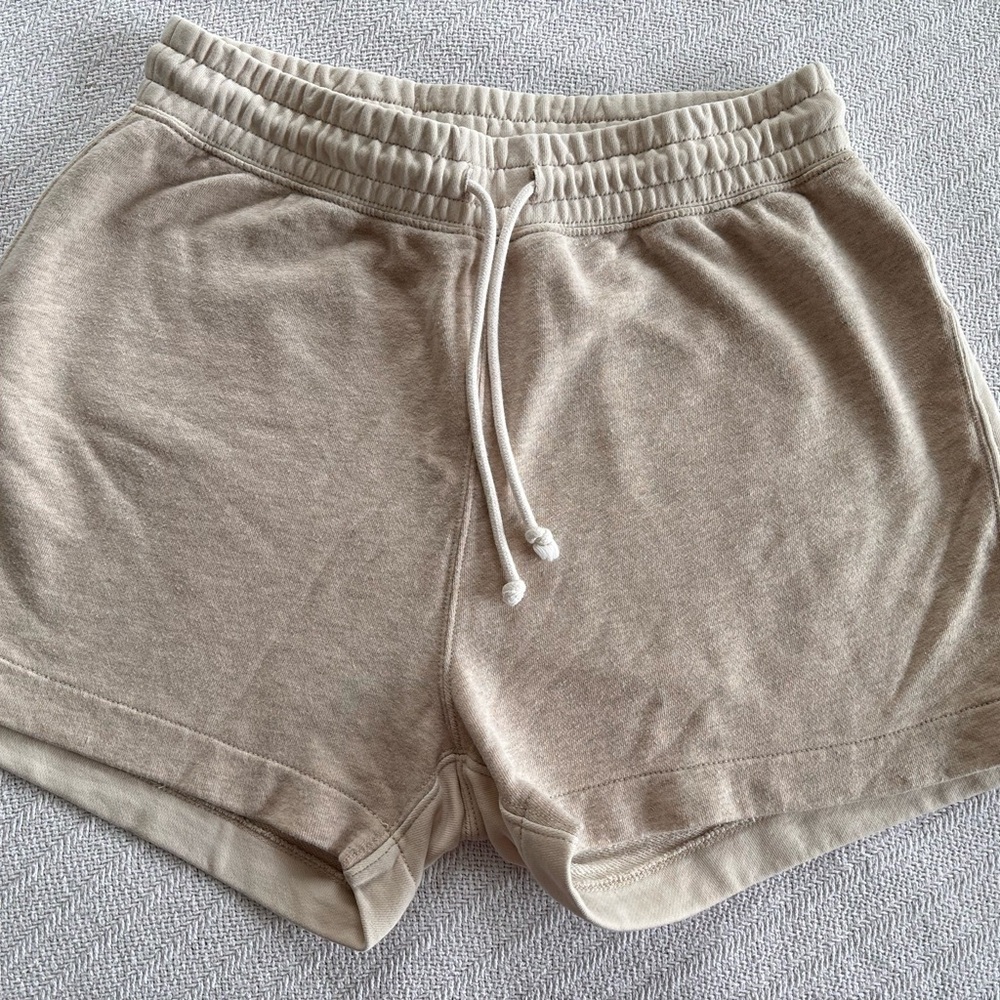 J. Crew Cream High Waist Shorts with Elastic Waistband and Drawstring